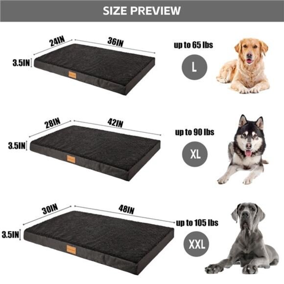 Orthopedic Pet Bed for Medium Dogs 36"X24" Black Dog Bed Removable Washable Cove - Picture 4 of 7